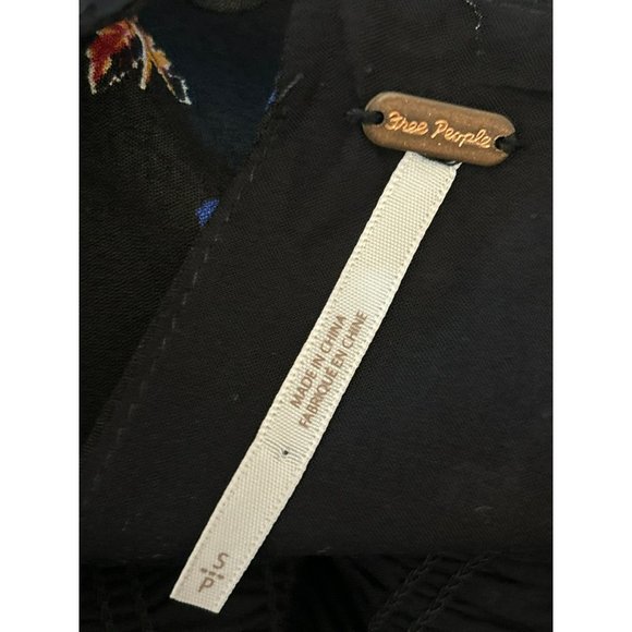 Free People Women's Black Floral Smocked Two Faces Mini Dress Sz Small Y2K Style - Picture 6 of 7